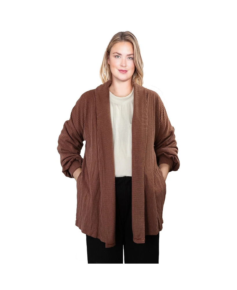 Plus Size Long Sleeves Open Front Cardigan