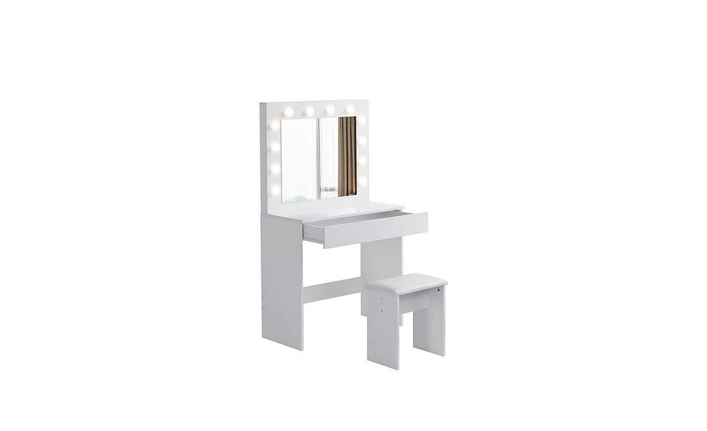 Slickblue Vanity Table with Large Lighted Mirror & Drawer Stylish Makeup Dressing Table