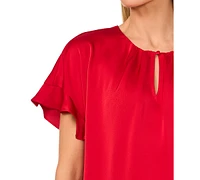 CeCe Women's Short-Sleeve Flutter Blouse