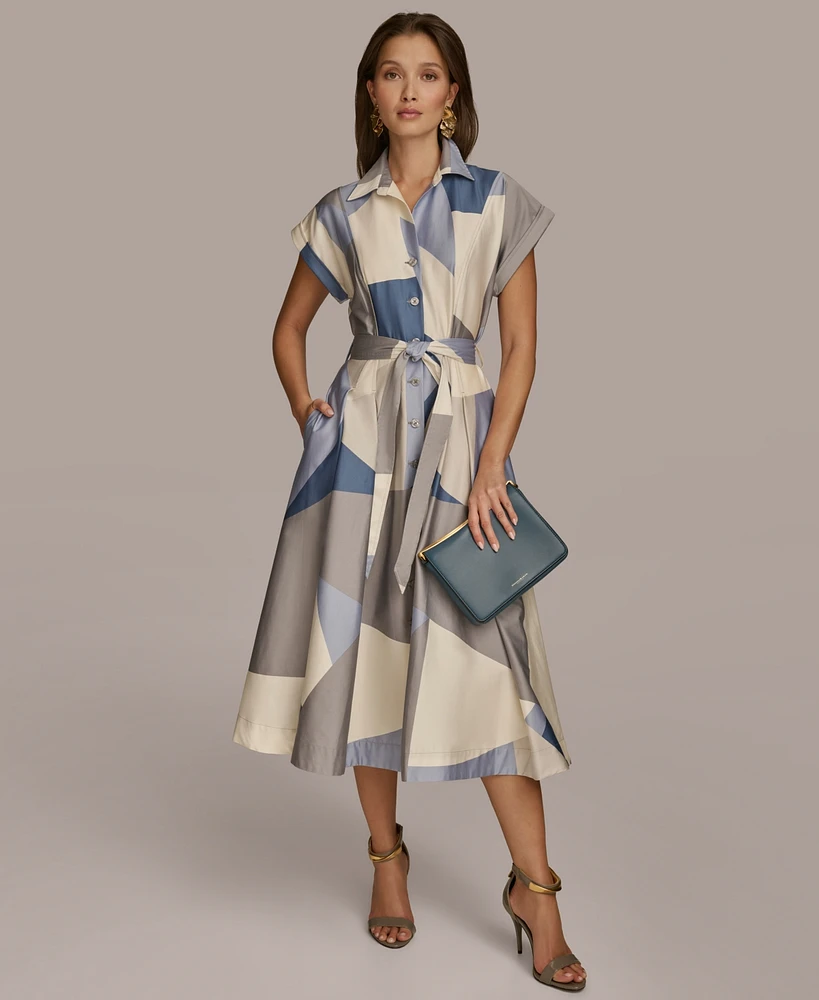 Donna Karan New York Women's Printed A-Line Shirtdress