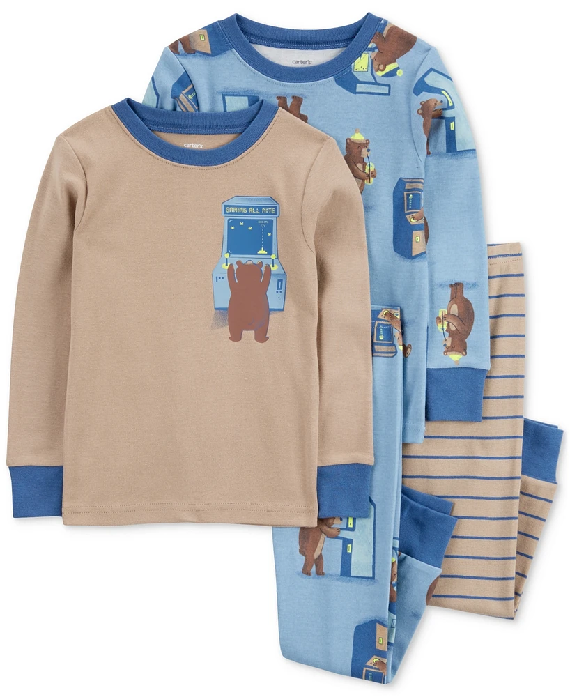 Carter's Toddler Boys Bear Gamer 100% Snug-Fit Cotton Pajamas, 4 Piece Set