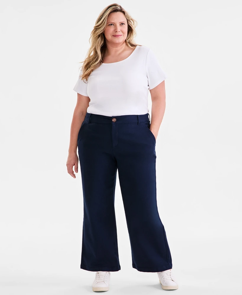 Style & Co Plus Mid-Rise Wide-Leg Pants, Exclusively at Macy's