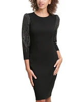 Calvin Klein Women's Embellished 3/4-Sleeve Sheath Dress