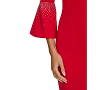 Calvin Klein Women's Embellished Bell-Sleeve Sheath Dress