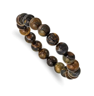 Chisel 10mm Tiger's Eye Agate Beaded Stretch Bracelet