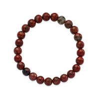 Chisel 8mm Sesame Red Agate Beaded Stretch Bracelet