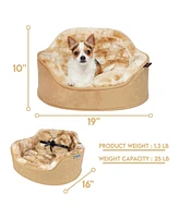 Details Princess Faux Fur Pet Bed, Plush Bolster Sofa Bed for Small Dogs and Cats