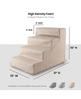 Home Base 4-Step Dog Steps for Bed, Dog Stairs for Couch, Pet Stair for Cats and Dogs, High Density Foam Herringbone Design,