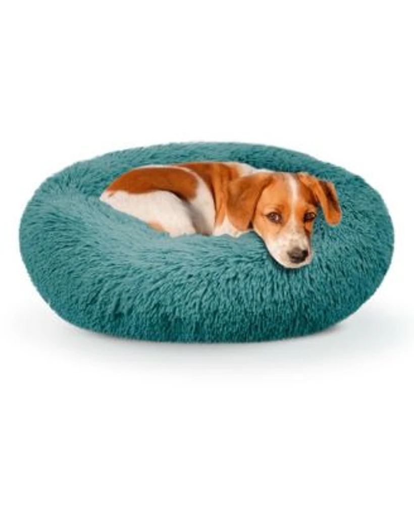 Details Calming Dog Cat Bed Soft Round Donut Bed For Pets Super Lux Shaggy Fur Cushion Beds