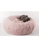 Details Calming Dog and Cat Bed, Soft Round Donut Bed for Pets, Super Lux, Shaggy Fur Cushion Beds