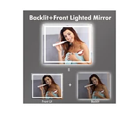 gaomon 40"x 32" Led Bathroom Mirror with Front and Backlit, Stepless Dimmabl, Anti-Fog, Shatter