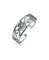 Bling Jewelry Flowers Vine Swirl Cut Out Filigree Midi Band Toe Ring Silver Sterling