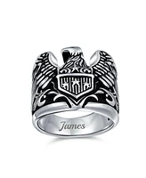 Bling Jewelry Biker Patriotic Usa Bald Eagle Signet Ring Oxidized .925 Sterling Silver