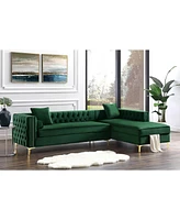 Inspired Home Olivia Velvet Button Tufted Y-leg Right Facing Chaise Sectional Sofa