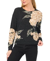 CeCe Women's Winter Peony Crewneck Drop-Shoulder Sweater