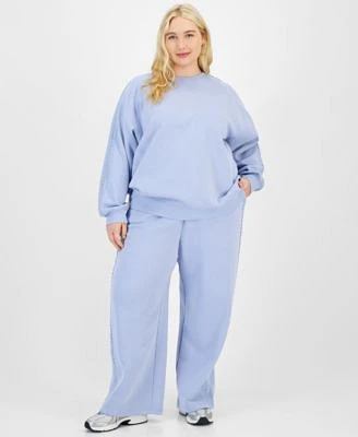 Planet Heart Trendy Plus Size Crochet Trim Sweatshirt Sweatpants