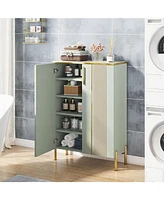 Tribesigns Shoe Cabinet with Doors, 6-Tier Shoe Storage Cabinet with Adjustable Shelves, Wooden Shoes Rack Shoe Storage Organizer for Entryway