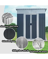 5FTx3FT Pent Roof Grey Outdoor Tool Bike Storage Garden Shed With Aluminum Alloy Frame And Sliding Door