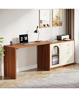 Tribesigns L Shaped Computer Desk with Drawers, Modern Corner Home Office Desk with Reversible Storage Cabinet, Long Study Writing Desk Workstation fo