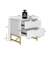Boyel Living 2-Drawer Nightstand with Metal Base
