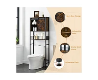 gaomon Over The Toilet Storage Cabinet, Bathroom Above Toilet Storage Wood Cabinet With Sliding Barn Door, Large Capacity, Brown