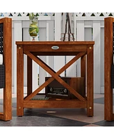 3 Pieces Patio Bistro Set Wooden with Cushions, Pe Wicker Patio Furniture Outdoor for Porch, Backyard, Garden, Brown