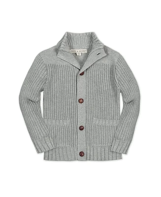 Hope & Henry Baby Boys Organic Long Sleeve Mock Neck Cardigan