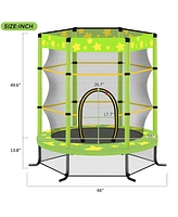 Streamdale Furniture 55 Inch Kids Trampoline with Safety Enclosure Net, 4.5FT Outdoor Indoor Trampoline for Kids (Green)