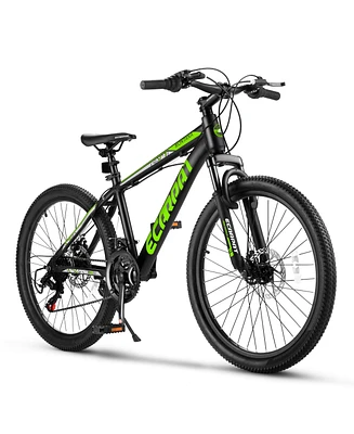 Simplie Fun 24 inch Mountain Bike Bicycle for Adults Aluminium Frame Bike Shimano 21-Speed with Disc Brake