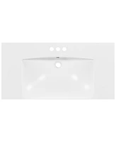 36" Single Bathroom Basin Sink, Vanity Top Only, 3-Faucet Holes, Resin