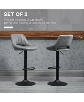 Streamdale Furniture Bar Stools Set of 2, Swivel Bar Height Barstools Chairs with Adjustable Height, Round Heavy Metal Base, and Footrest, Gray