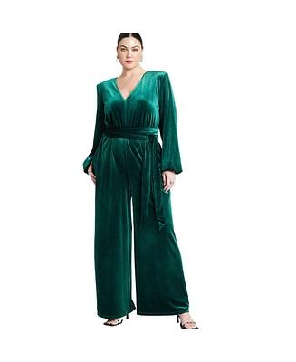 Eloquii Plus Velvet Wide Leg Jumpsuit