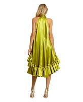 Mac Duggal Women's High Neck Satin Mini Dress With Keyhole