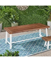 Streamdale Furniture Carlisle Industrial Outdoor Dining Table: Modern Metal And Acacia Wood For 8