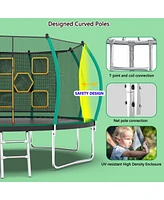 12FT Trampoline, Outdoor Trampolines for Kids and Adults, Recreational Trampoline with Enclosure Net & Ladder, Round Trampoline Astm Approved
