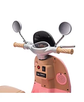 12V Two-seater Kids Ride On Electric Motorcycle, Three Wheels Kids toy with Slow Start, Multi-function player, Usb, Bluetooth, light, Backseat flip ad