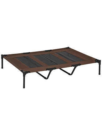 48" x 36" Elevated Breathable Dog Bed Portable Pet Cot w/ Carry Bag Metal Frame Breathable Mesh Indoor and Outdoor Tan