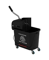 Mop Bucket with Wringer on Wheels for Floor Cleaning, 21 Quart, Separate Dirty and Clean Water, Black