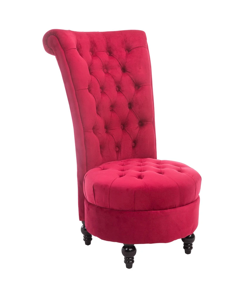 Streamdale Furniture High Back Accent Chair, Upholstered Armless Chair, Retro Button-Tufted Royal Design with Thick Padding and Rubberwood Leg for liv