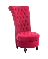 Streamdale Furniture High Back Accent Chair, Upholstered Armless Chair, Retro Button-Tufted Royal Design with Thick Padding and Rubberwood Leg for liv