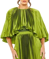 Women's Pleated Caplet T-Length Gown Dress