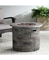 Outdoor 32" Round Mgo Propane Fire Pit, Grey Top - 40,000 Btu