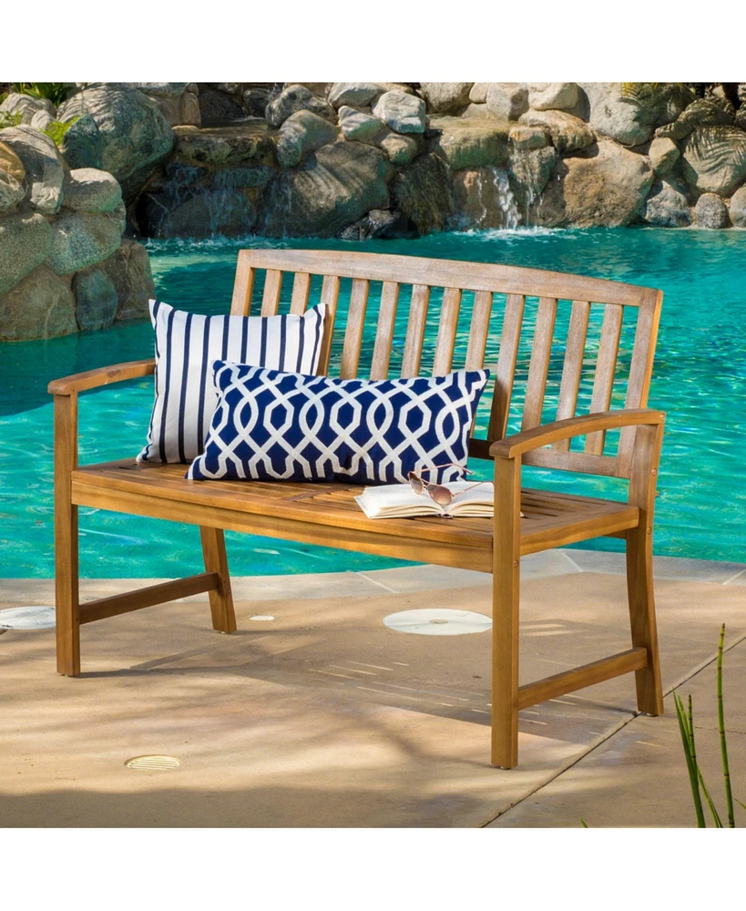 Simplie Fun Durable Acacia Wood Bench For Outdoor Comfort And Style