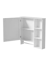 Wall Mounted Bathroom Storage Cabinet, Medicine Cabinets with large mirror door, adjustable shelves and three open storage levels(Not Include Bathroom