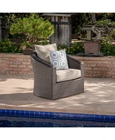 Luxurious Swivel Patio Chair with Wicker and Aluminum Design