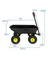 Streamdale Furniture Folding car Poly Garden dump truck with steel frame, 10 inches. Pneumatic tire, 300 lb capacity body 75L