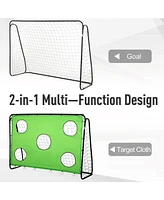 Simplie Fun 8 x 3ft Soccer Goal Target Goal 2 in 1 Design Indoor Outdoor Backyard with All Weather Polyester Net Best Gift