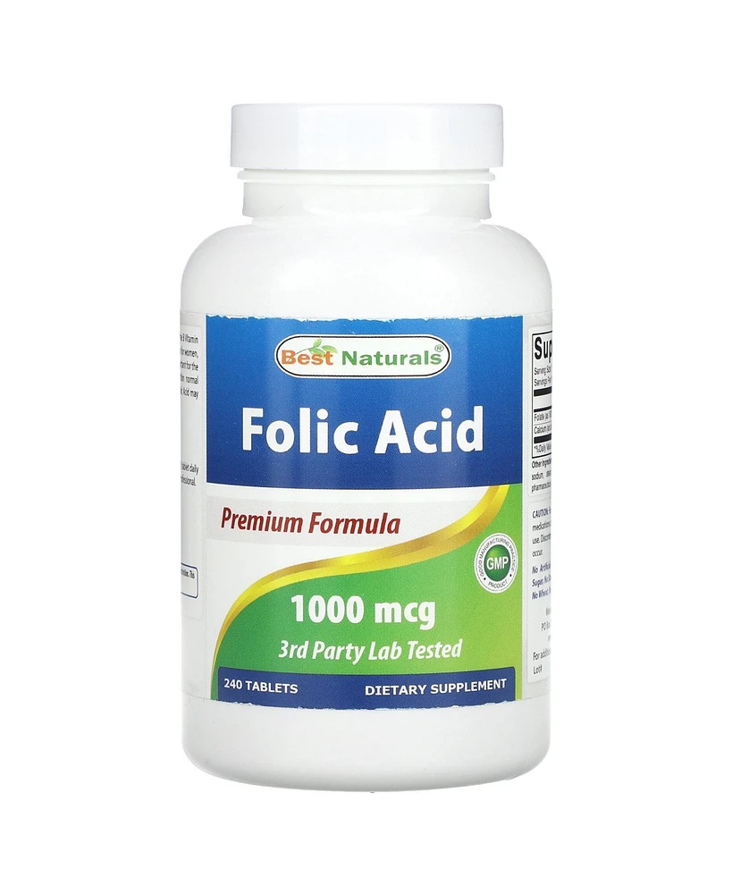 Best Naturals Folic Acid 1000 mcg (Vitamin B9), 240 Tablets (1000 mcg)