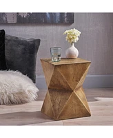 Waylon Abstract Hourglass Side Table: Hand-Painted, Lightweight Concrete, Indoor/Outdoor