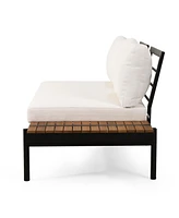 Streamdale Furniture Theo 2-Seater Sofa: Acacia Wood, Water-Resistant Cushions, Iron Frame